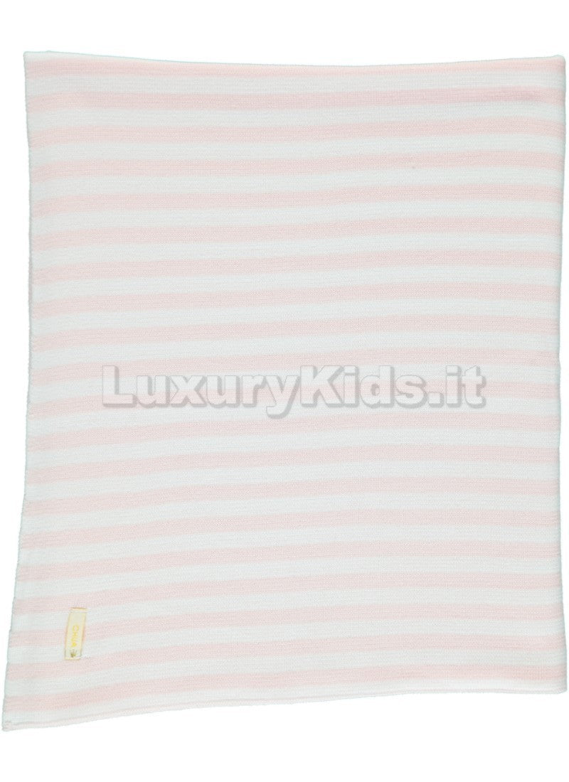 Coperta in Filo a Righe Corredino Nascita Neonata Rosa Chua MTRI - CHUA - LuxuryKids