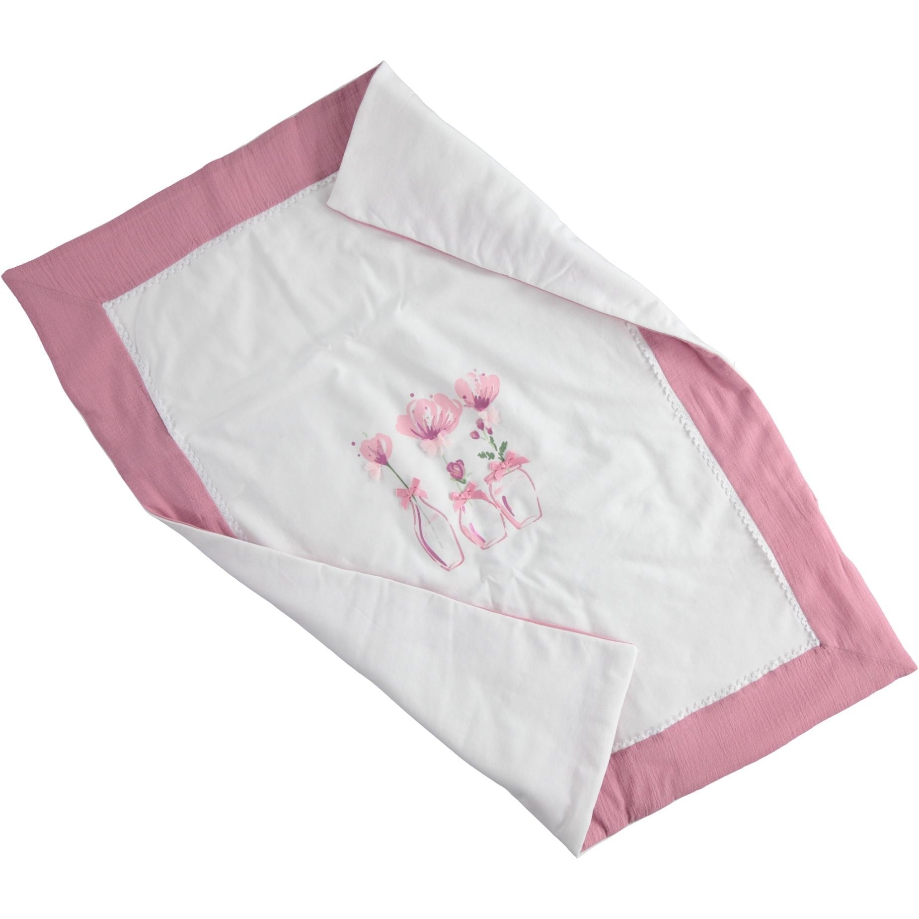 Copertina Carrozzina Imbottita Bianco e Glicine MINIBANDA 2334 - MINIBANDA - LuxuryKids