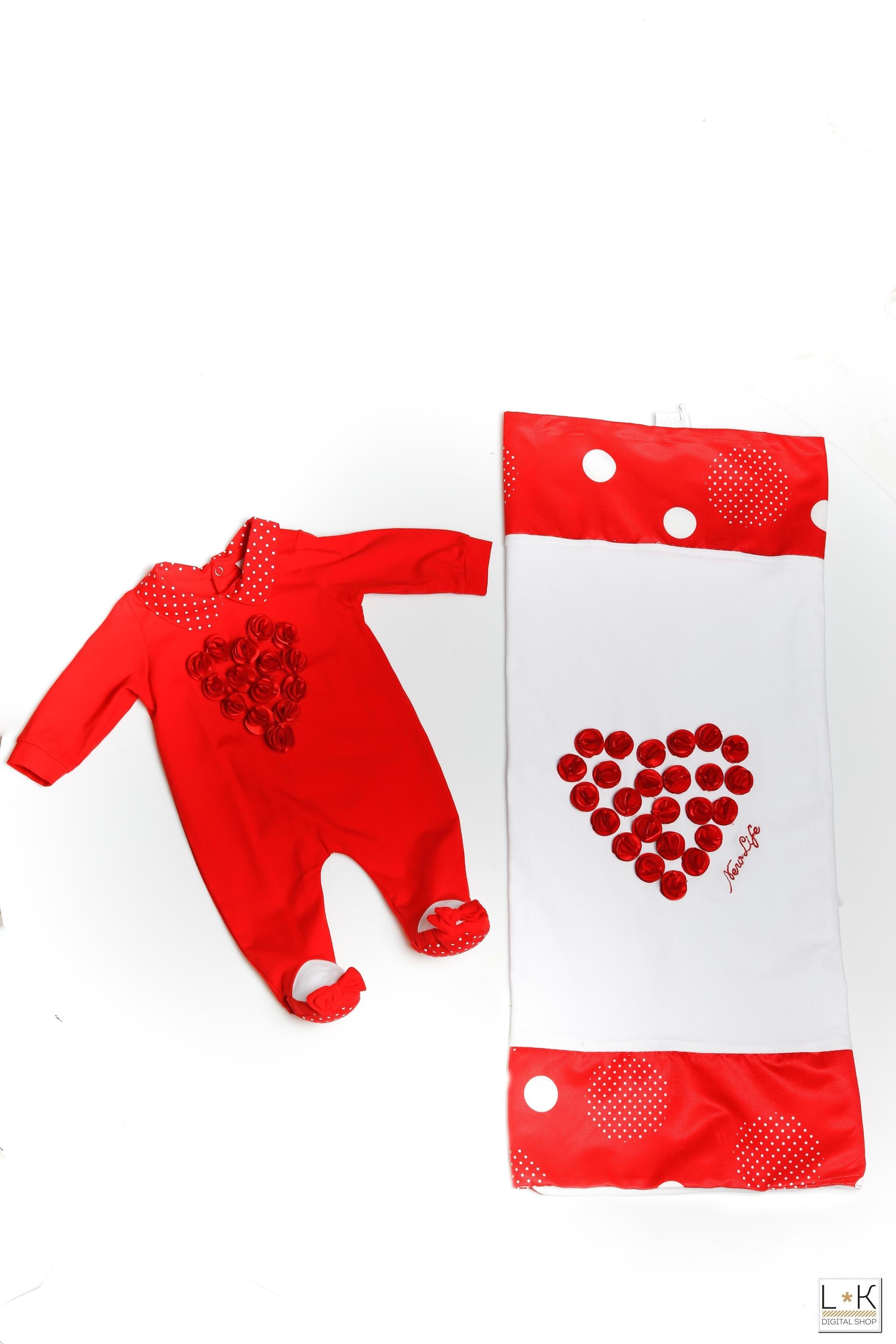 Copertina Carrozzina Jersery Bianco-Rosso Neonata New Life NWFCV616 - NEW LIFE - LuxuryKids