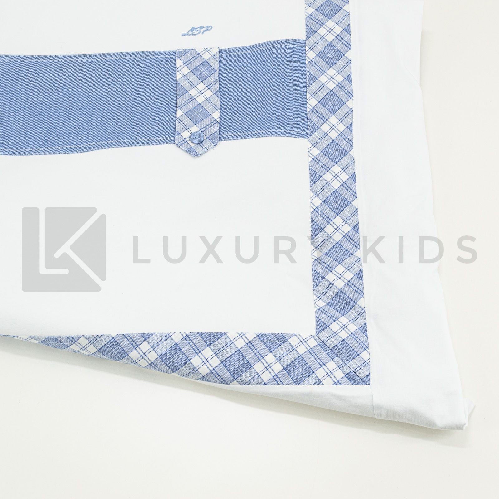 Copertina Imbottita Sfoderabile Bianca E Con Fascia In Jeans Neonato La Sartoria Dei Piccoli LC755 - LA SARTORIA DEI PICCOLI - LuxuryKids