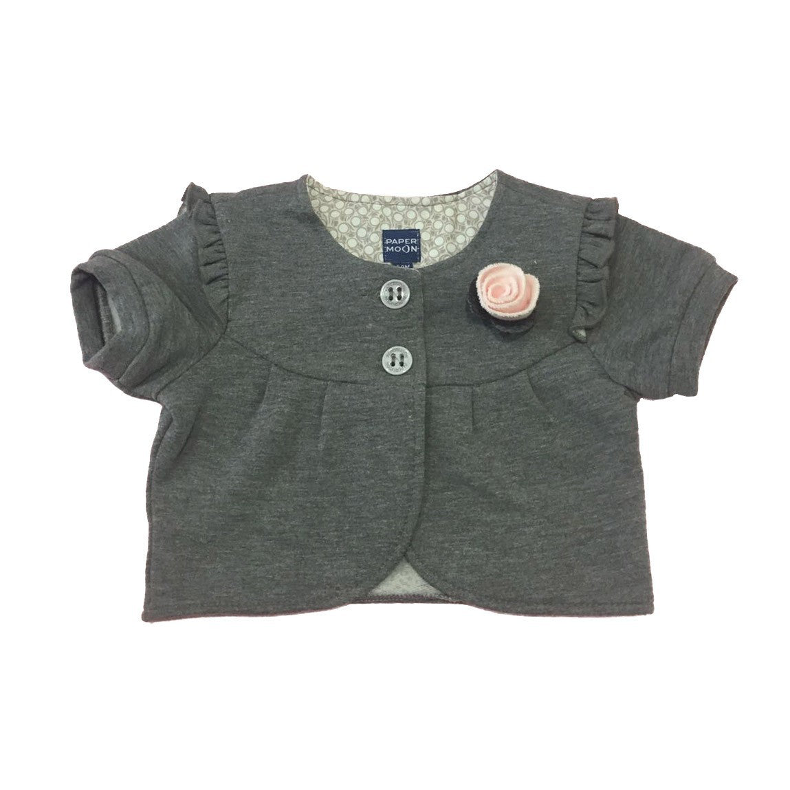 Coprispalle con Rosa in Caldo Cotone Grigio Neonata Papermoon 7PM62401 - PAPERMOON - LuxuryKids
