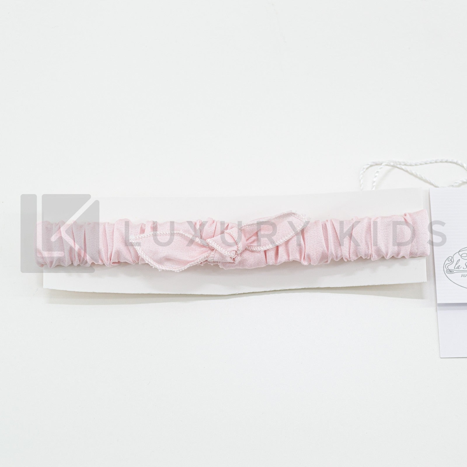 Fascia Elastica In Rasatello Di Cotone Con Fiocco Rosa Neonata La Sartoria Dei Piccoli LF760 - LA SARTORIA DEI PICCOLI - LuxuryKids