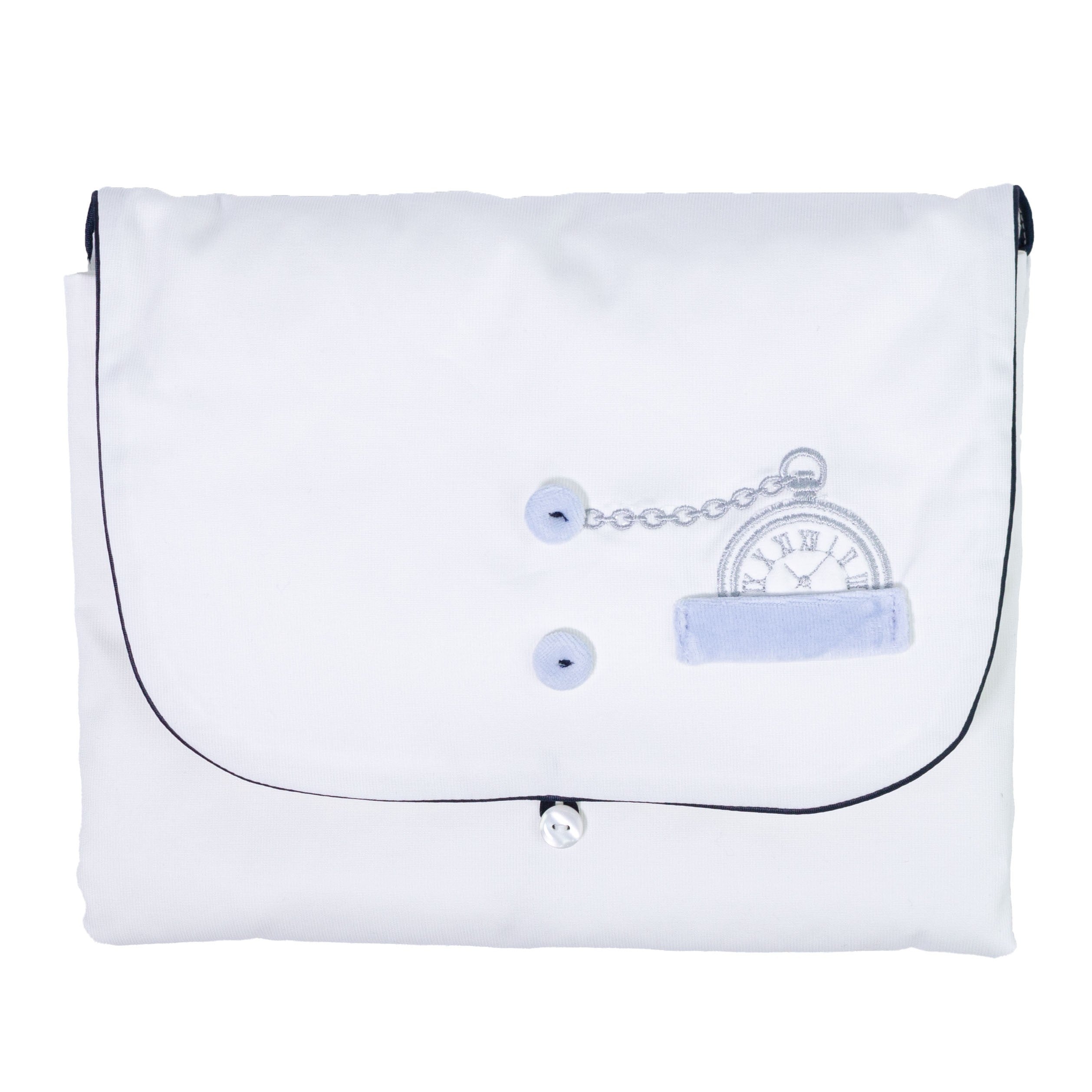Fasciatoio Piegevole Imbottito Cotone Con Ricamo Orologio Bianco Neonato LA SARTORIA DEL PICCOLI LFS8581 - LA SARTORIA DEI PICCOLI - LuxuryKids