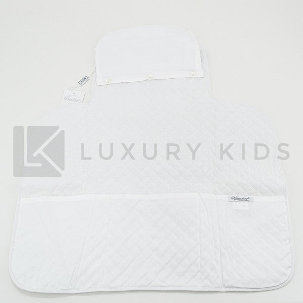 Fasciatoio Pieghevole In Cotone Bianco Con Fascia Blu E Cuoricini E Cuscinetto Interno Neonata LA SARTORIA DEI PICCOLI L - LA SARTORIA DEI PICCOLI - LuxuryKids