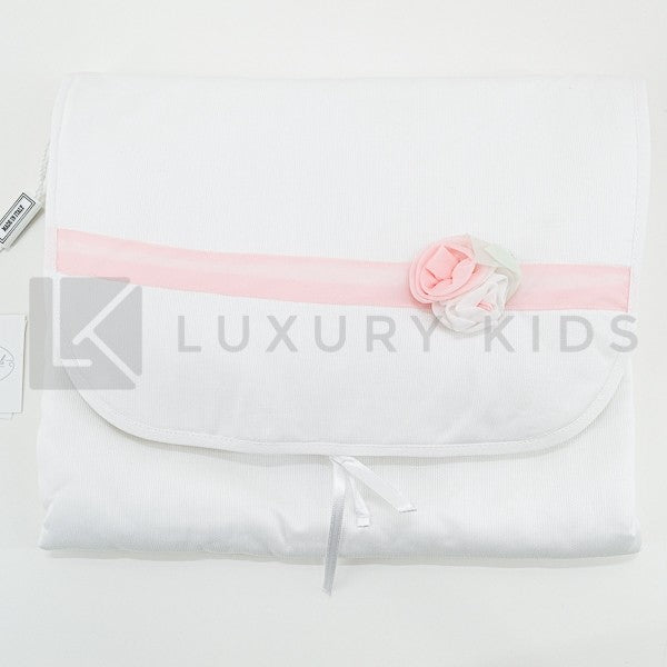 Fasciatoio Pieghevole In Cotone Bianco Con Fascia E Cuscinetto Interno Neonata LA SARTORIA DEI PICCOLI LFS204 - LA SARTORIA DEI PICCOLI - LuxuryKids