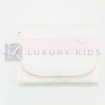 Fasciatoio Pieghevole In Cotone Trapuntato Panna Con Fascia Rosa E Cuscinetto Interno Neonata LA SARTORIA DEI PICCOLI LF - LA SARTORIA DEI PICCOLI - LuxuryKids
