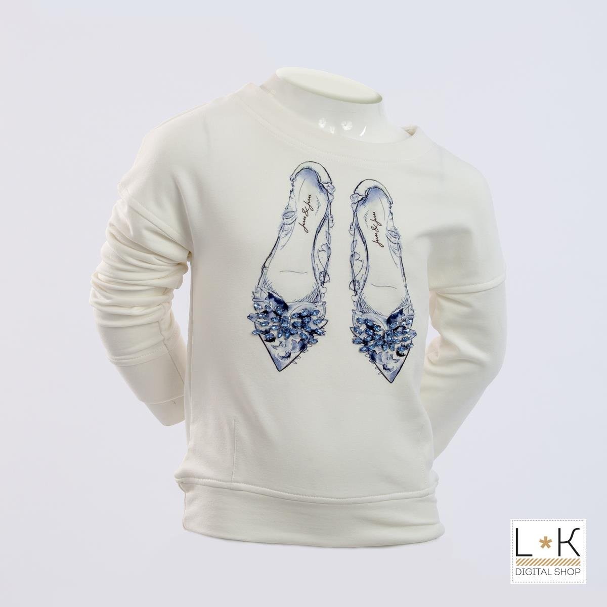 Felpa Chiusa in Caldo Cotone con Stampa Bianco Bambina Fun&Fun FNBST9010 - FUN&FUN - LuxuryKids