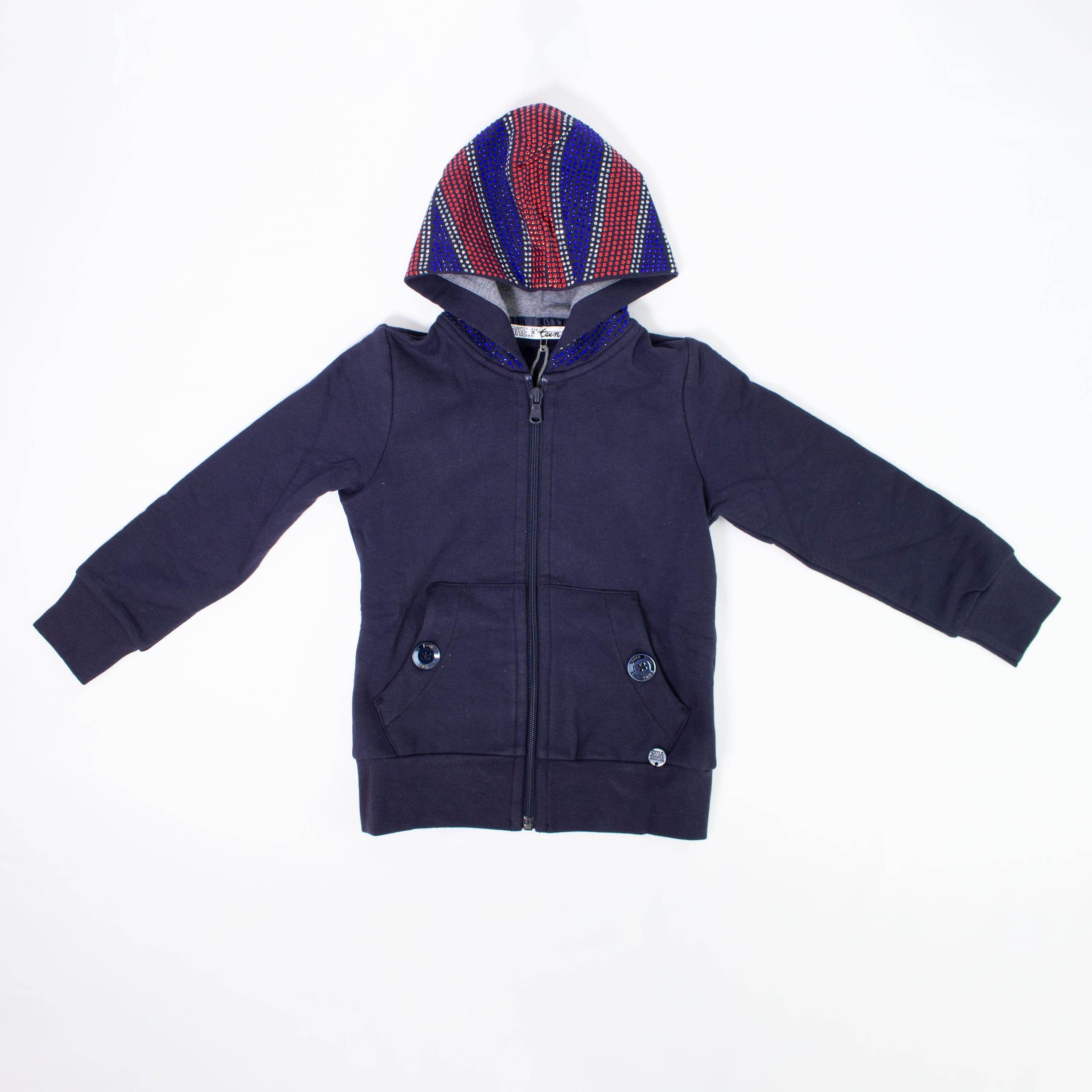 Felpa con Cappuccio Bambina Blu Notte Take two MO2893 - TAKE TWO - LuxuryKids