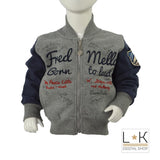 Felpa con Zip in Caldo Cotone Grigio-Blu Neonato Fred Mello 12827 - FRED MELLO - LuxuryKids