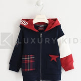 Felpa Full Zip Color Block Blu Neonato Sarabanda K136 - SARABANDA - LuxuryKids