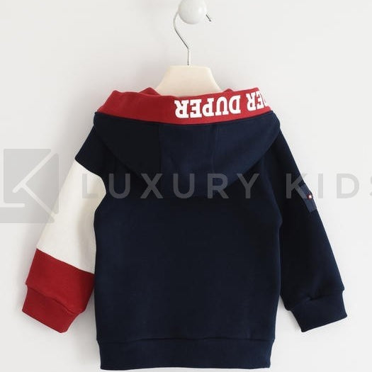 Felpa Full Zip Color Block Blu Neonato Sarabanda K136 - SARABANDA - LuxuryKids
