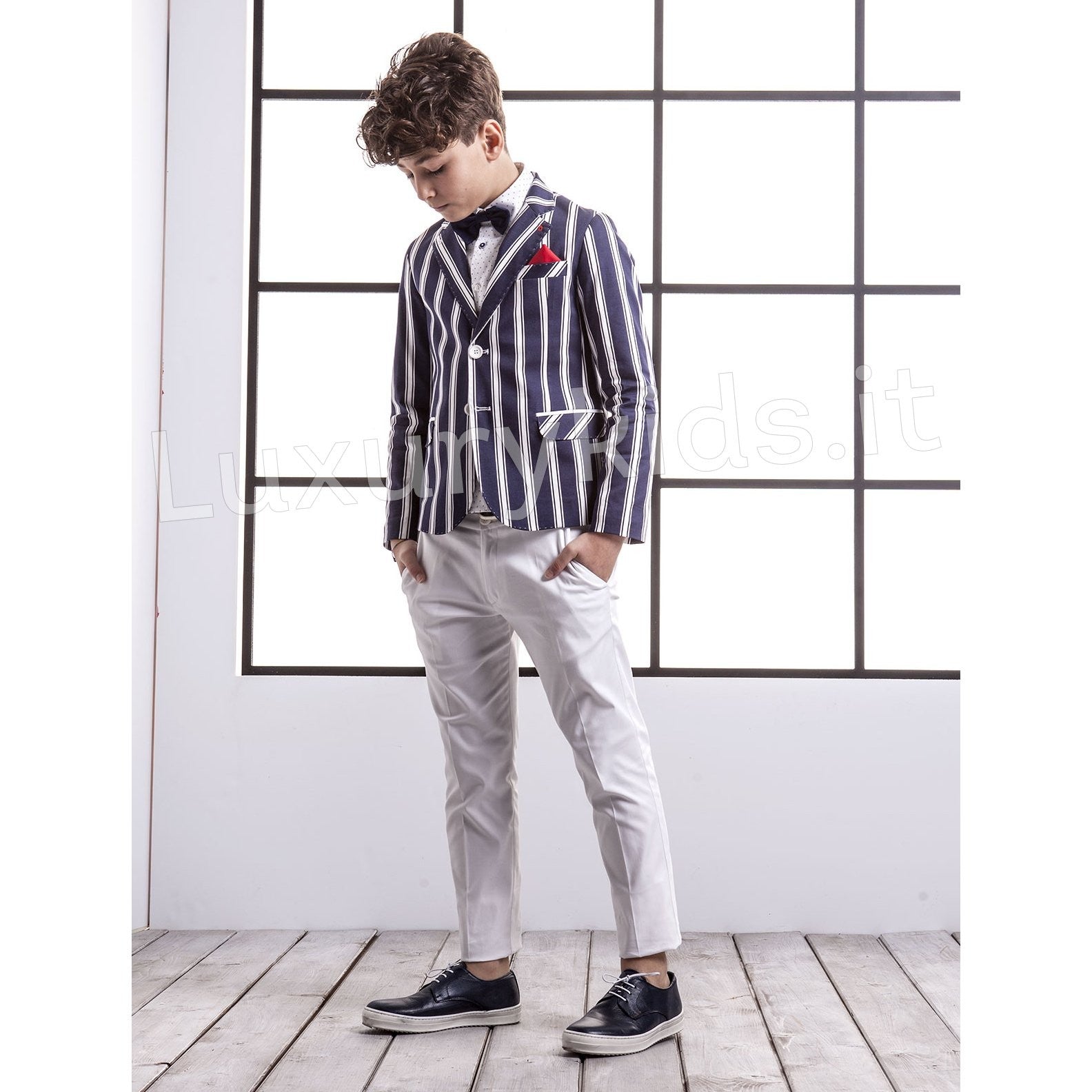 Giacca a Righe con Pochette inclusa Bambino Blu Manuell & Frank M3138 - MANUELL&FRANK - LuxuryKids