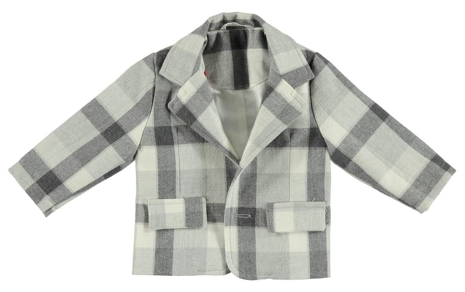 Giacca Elegante a Quadri Grigio-Bianco Neonato Minibanda T664 - MINIBANDA - LuxuryKids