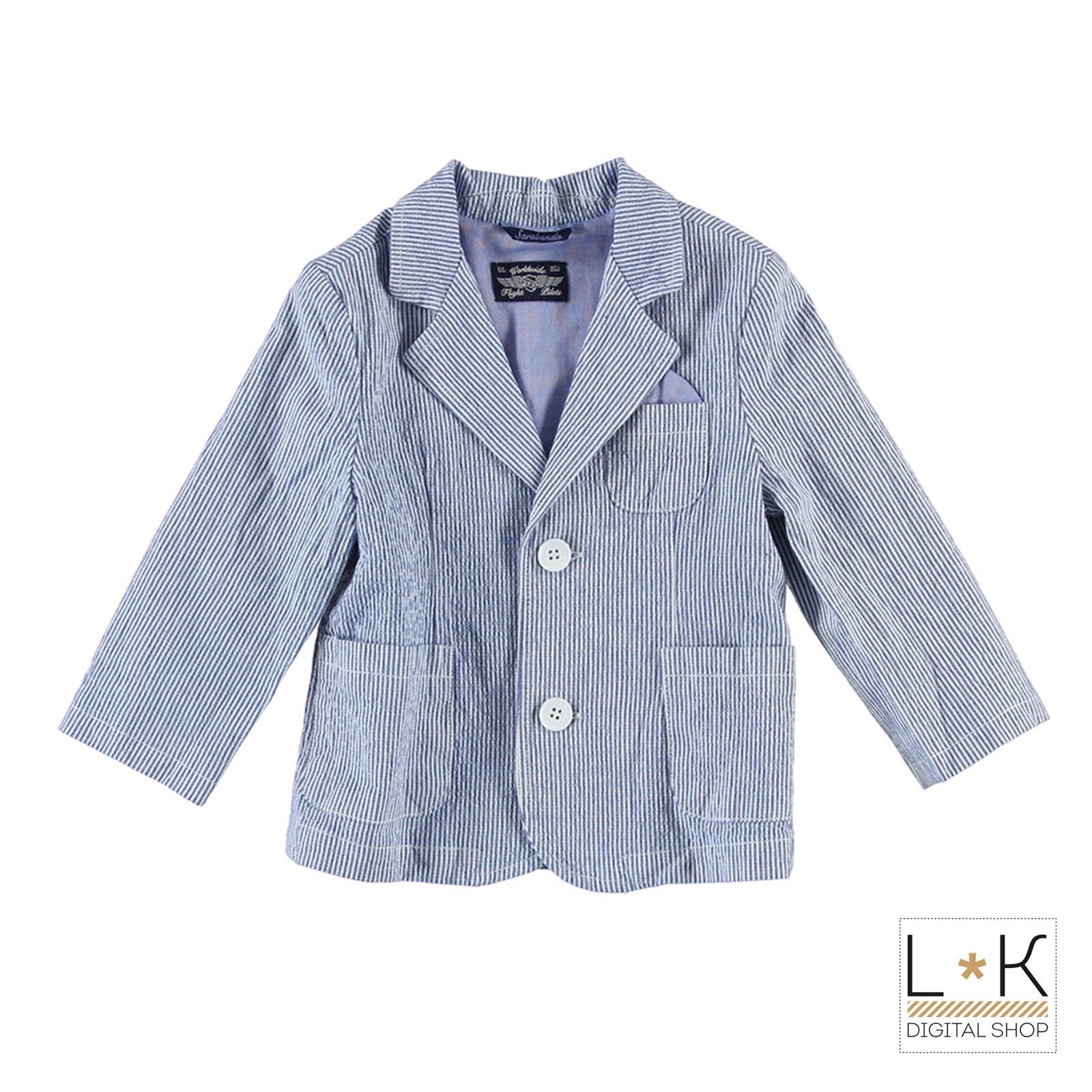 Giacca Elegante a Righe con Pochette Incorporata Bambino Azzurro Sarabanda M170 - SARABANDA - LuxuryKids