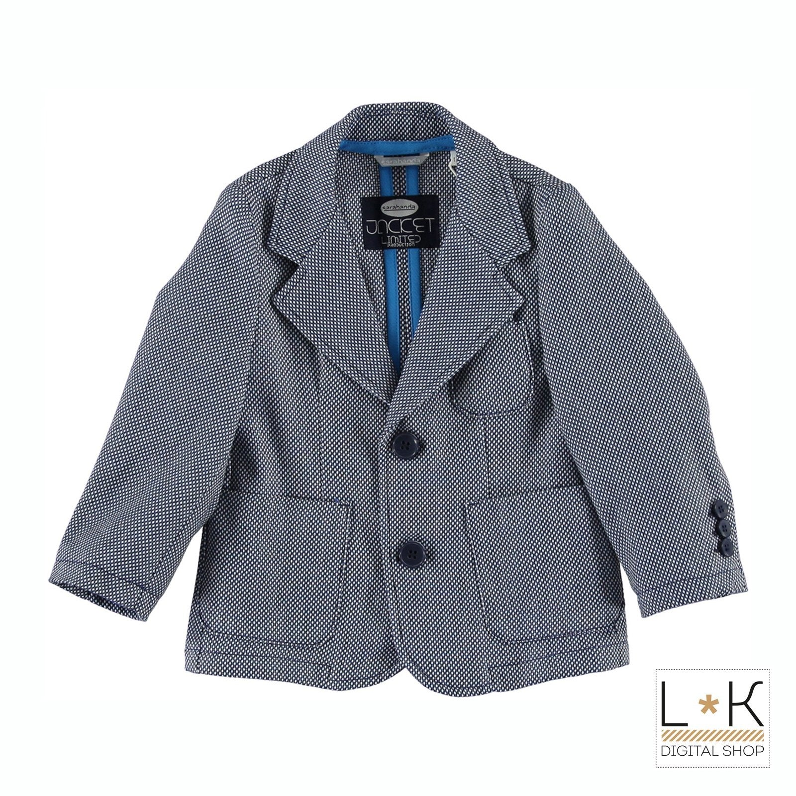 Giacca Elegante Effetto Puntinato con Pochette Incorporata Neonato Blu Sarabanda Q172 - SARABANDA - LuxuryKids