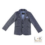 Giacca Elegante In Caldo Cotone con Stampa a Quadretti Blu Bambino Sarabanda N376 - SARABANDA - LuxuryKids