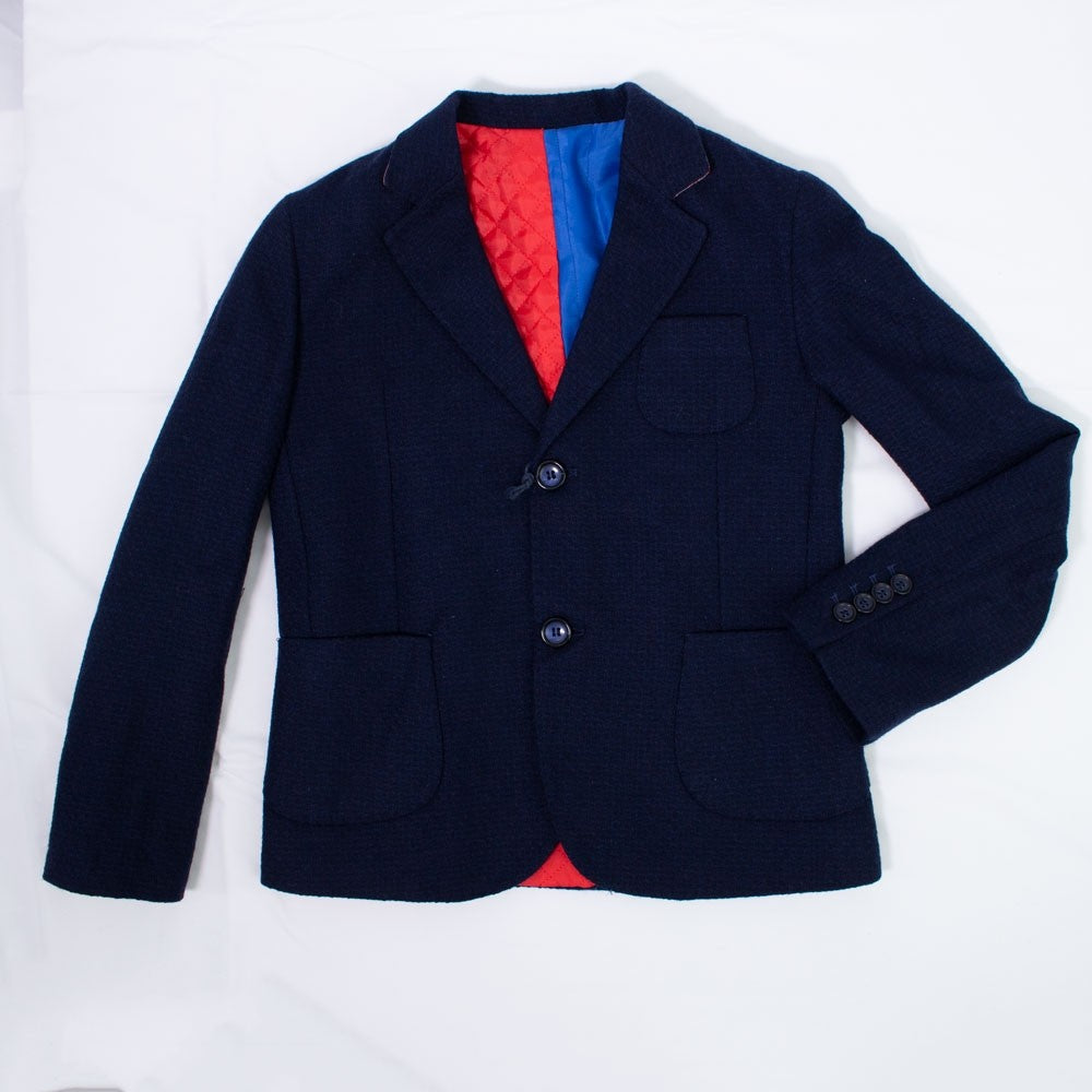 Giacca Elegante in Panno Blu con Micro Fantasia Bambino Manuell&Frank M2847 - MANUELL&FRANK - LuxuryKids