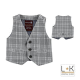 Gilet Elegante a Quadretti Grigio Bambino Sarabanda L181 - SARABANDA - LuxuryKids