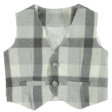 Gilet Elegante a Quadri Grigio-Bianco Neonato Minibanda  T690 - MINIBANDA - LuxuryKids