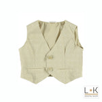Gilet in Cotone Beige Con Fantasia Pois Neonato Minibanda Q636 - MINIBANDA - LuxuryKids