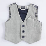 Gilet In Panno Fantasia Scozzese Rosso Blu Neonato Minibanda K691 - MINIBANDA - LuxuryKids