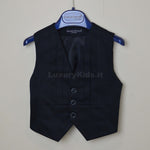 Gilet Tinta Unita in Raso Blu Elegante Bambino Manuell & Frank M2491 - MANUELL&FRANK - LuxuryKids