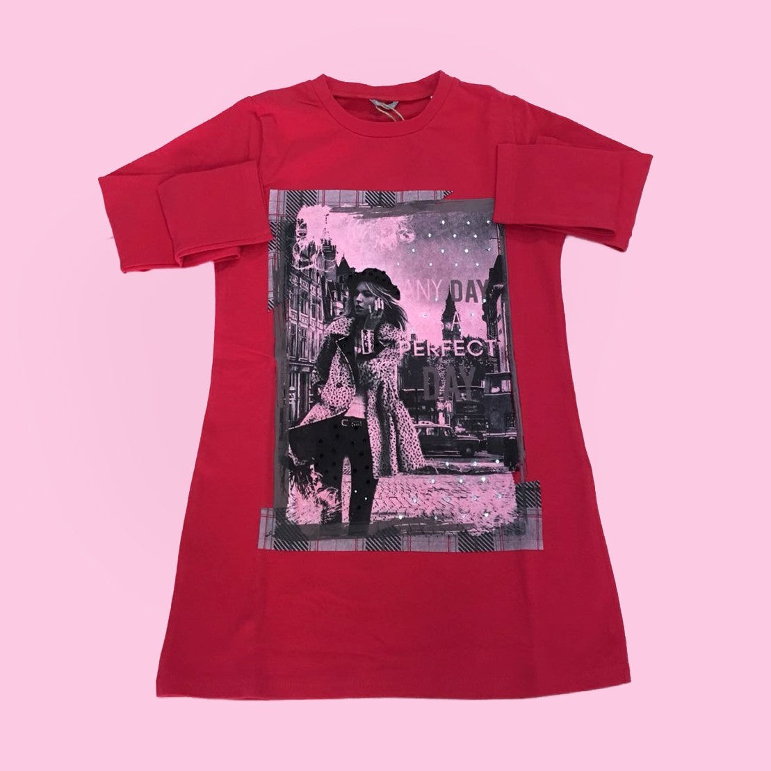 Girocollo con Stampa Bambina Rosso Sarabanda N860 - SARABANDA - LuxuryKids