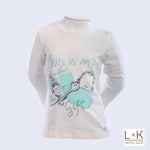 Girocollo in Caldo Cotone Bianco con Stampa Bambina Fun&Fun FNBTS7006 - FUN&FUN - LuxuryKids