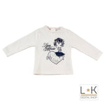 Girocollo in Caldo Cotone Bianco con Stampa Neonata Sarabanda F212 - SARABANDA - LuxuryKids