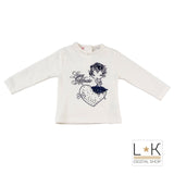 Girocollo in Caldo Cotone Bianco con Stampa Neonata Sarabanda F212 - SARABANDA - LuxuryKids