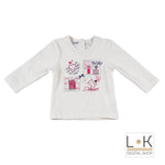 Girocollo in Caldo Cotone Bianco con Stampa Neonata Sarabanda F722 - SARABANDA - LuxuryKids