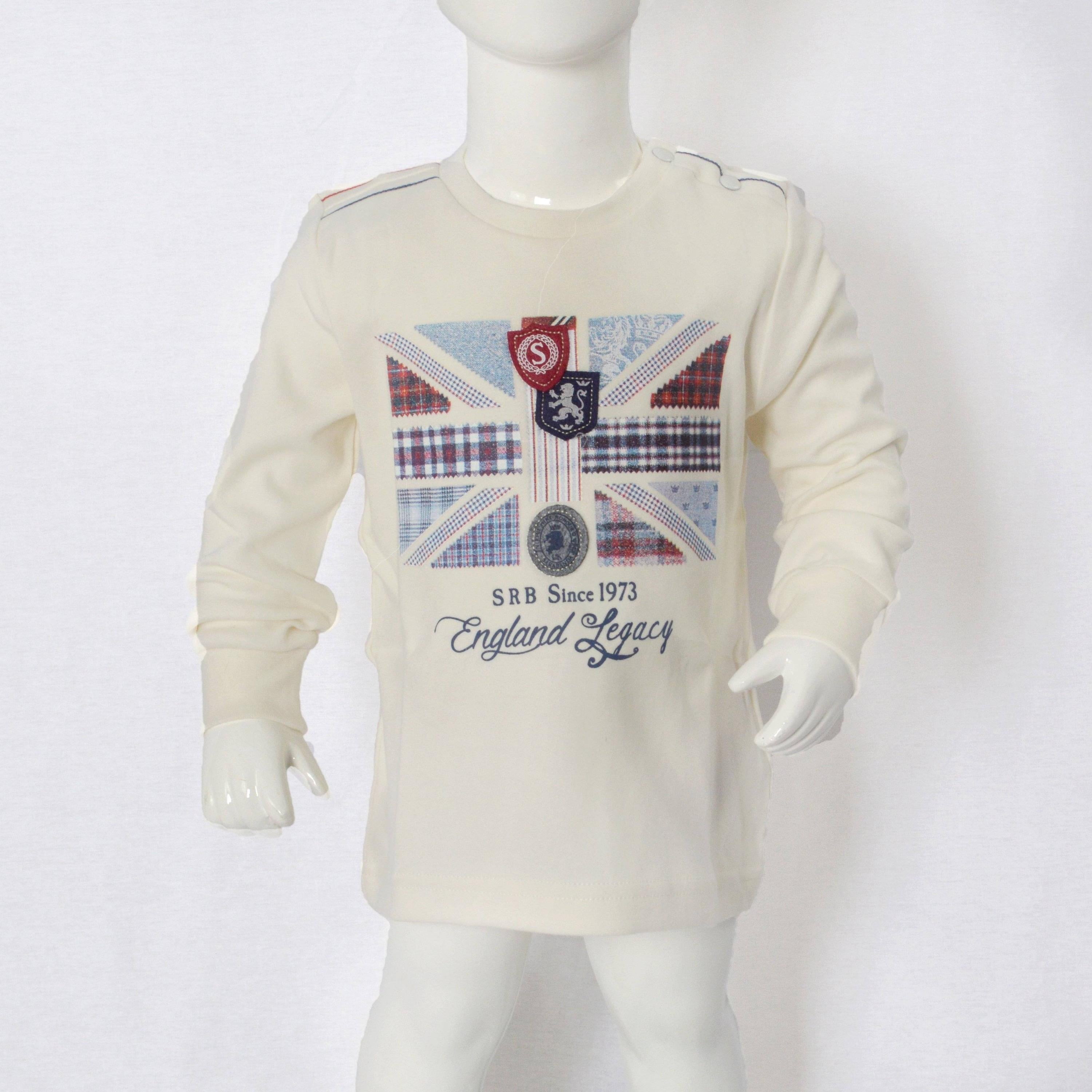 Girocollo in Caldo Cotone Bianco con Stampa Neonato Sarabanda N140 - SARABANDA - LuxuryKids