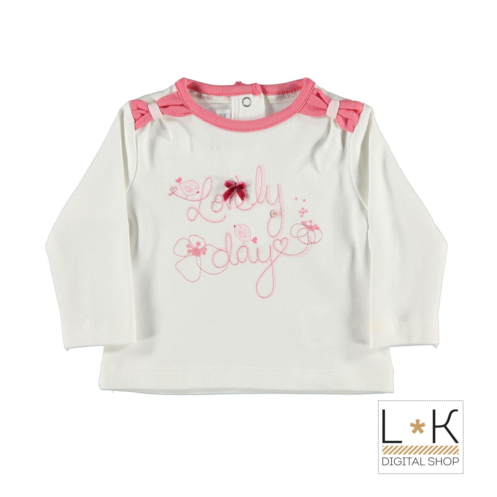 Girocollo in Caldo Cotone Bianco Neonata Minibanda H791 - MINIBANDA - LuxuryKids