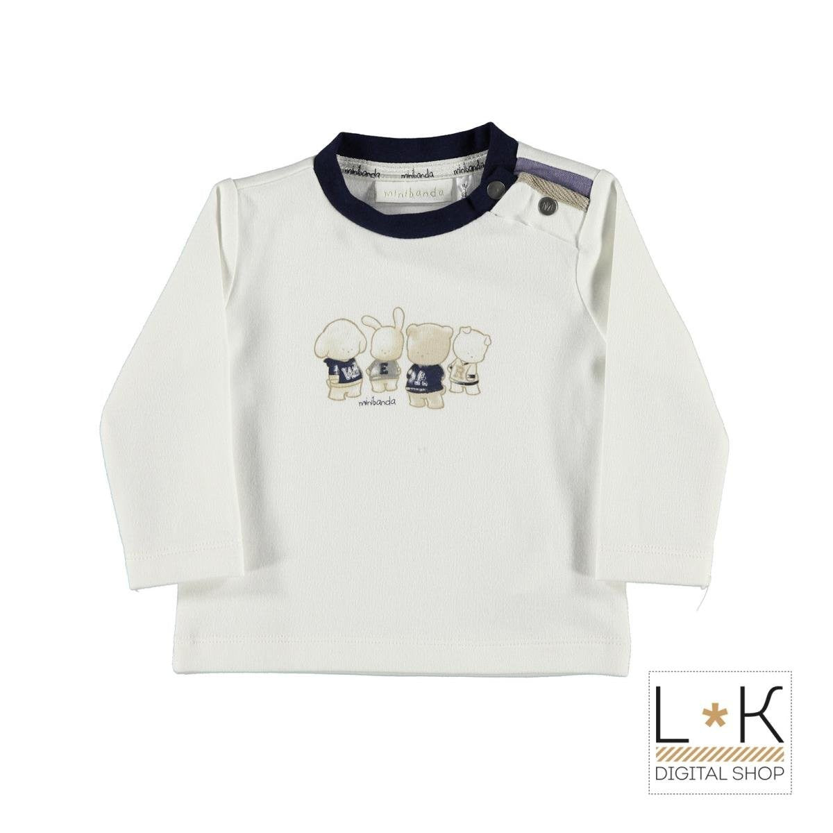 Girocollo in caldo Cotone Bianco Neonato Minibanda H626 - MINIBANDA - LuxuryKids