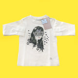 Girocollo in Caldo Cotone Panna con Stampa Bambina Fun&Fun FUNBTS0002 - FUN&FUN - LuxuryKids
