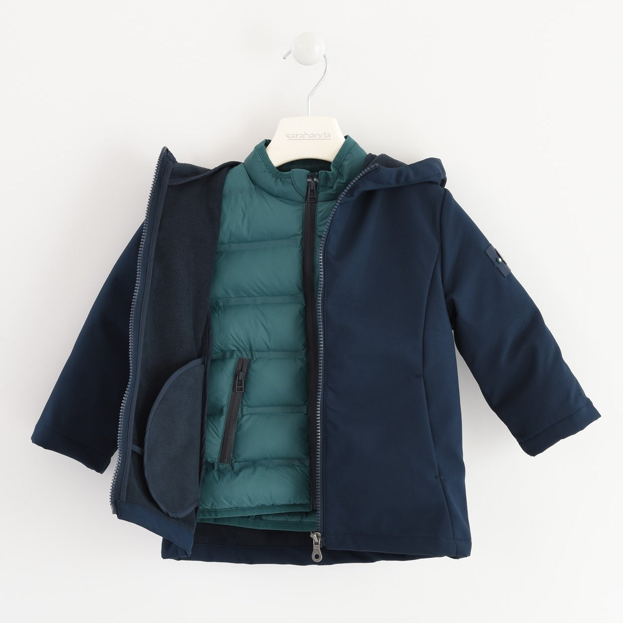 Giubbotto 2 in 1 In Tessuto Tecnico Blu e Verde Bambino Sarabanda K170 - SARABANDA - LuxuryKids
