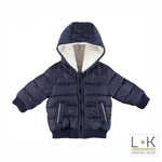 Giubbotto Bomberino pellicciaeco interna con cappuccio Neonato Blu Minibanda R652 - MINIBANDA - LuxuryKids