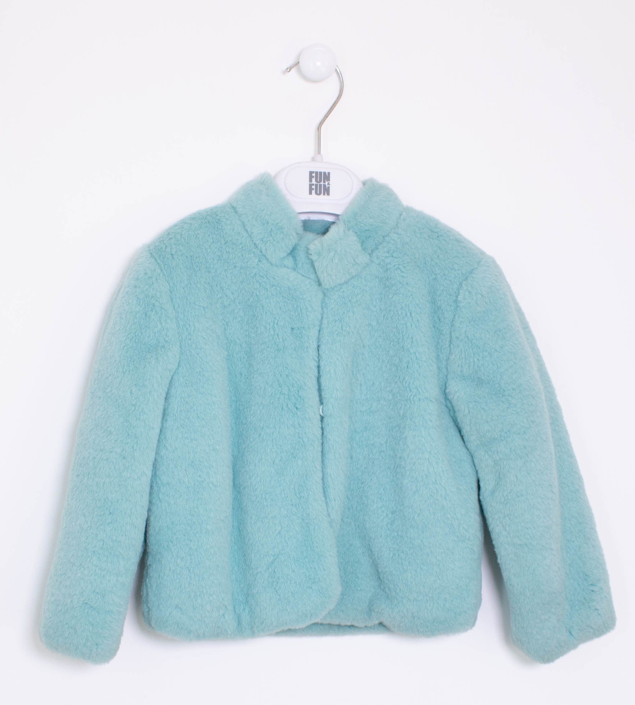 Giubbotto di Pelliccia Verde Acqua Neonata Fun&Fun FNNJK6553 - FUN&FUN - LuxuryKids