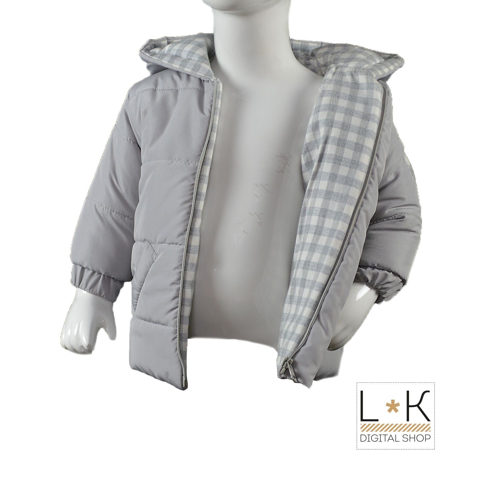 Giubbotto morbido con cappuccio 3 mesi neonato grigio NINNAOH I15209 - NINNAOH - LuxuryKids