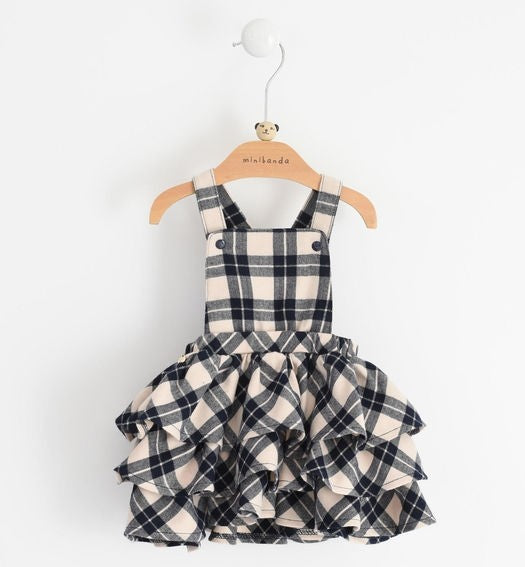 Gonna Salopette in tessuto Check per Neonata Beige MINIBANDA 1732 - MINIBANDA - LuxuryKids