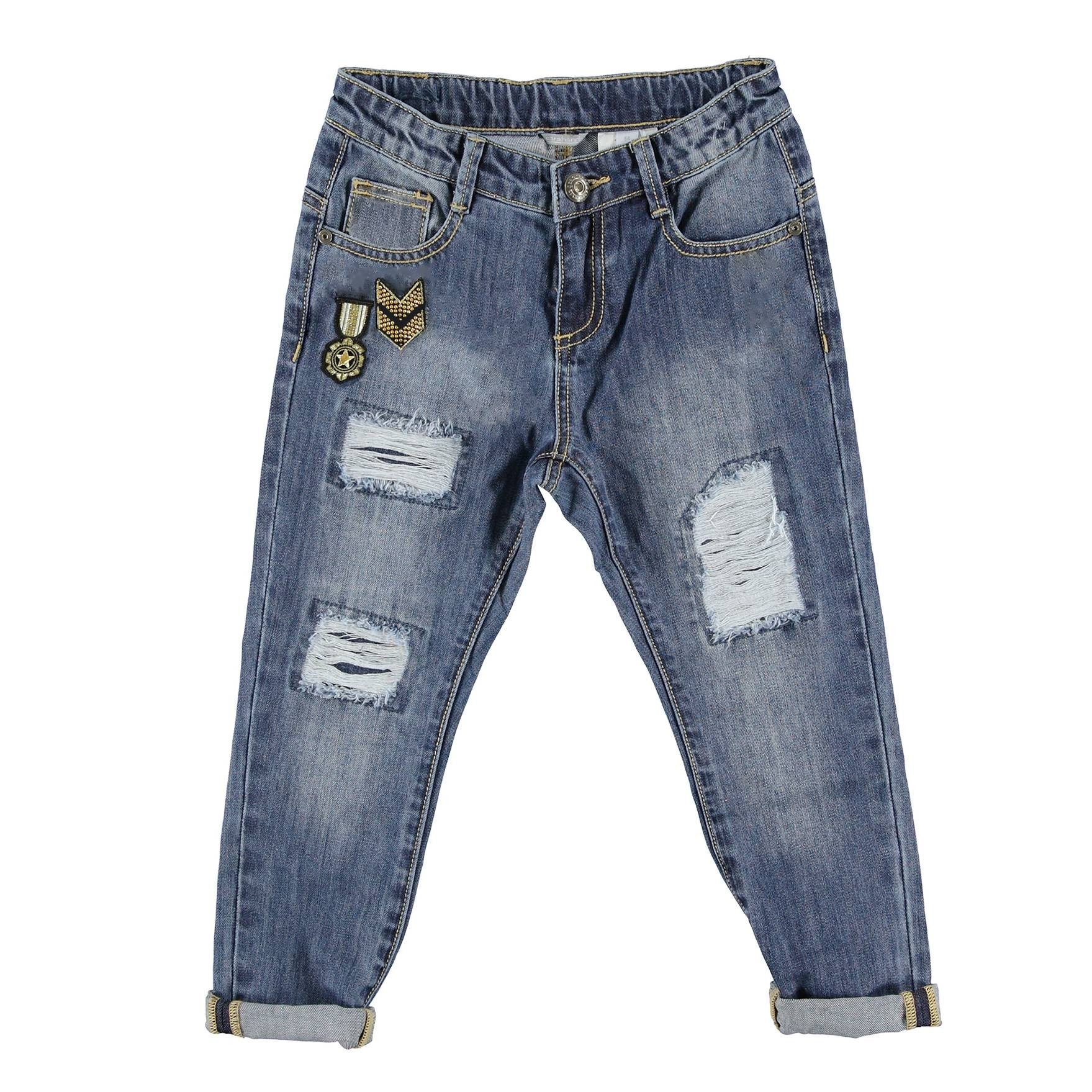 Jeans Strappato Slim Denim Bambina Sarabanda T436 - SARABANDA - LuxuryKids