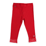 Leggings Cotone Pizzo Rosso Bambina Sarabanda U213 - SARABANDA - LuxuryKids