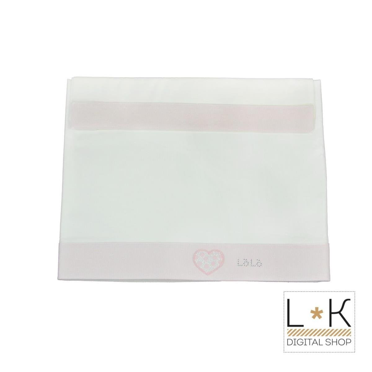 Lenzuolino Per Carrozzina In Cototne Bianco Neonata Lolo' 7077 - LOLO' - LuxuryKids