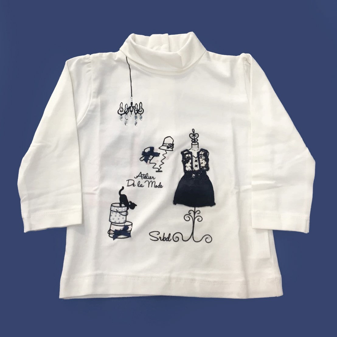 Maglia Collo Alto Bianco con Ricamo Neonata Sarabanda D210 - SARABANDA - LuxuryKids