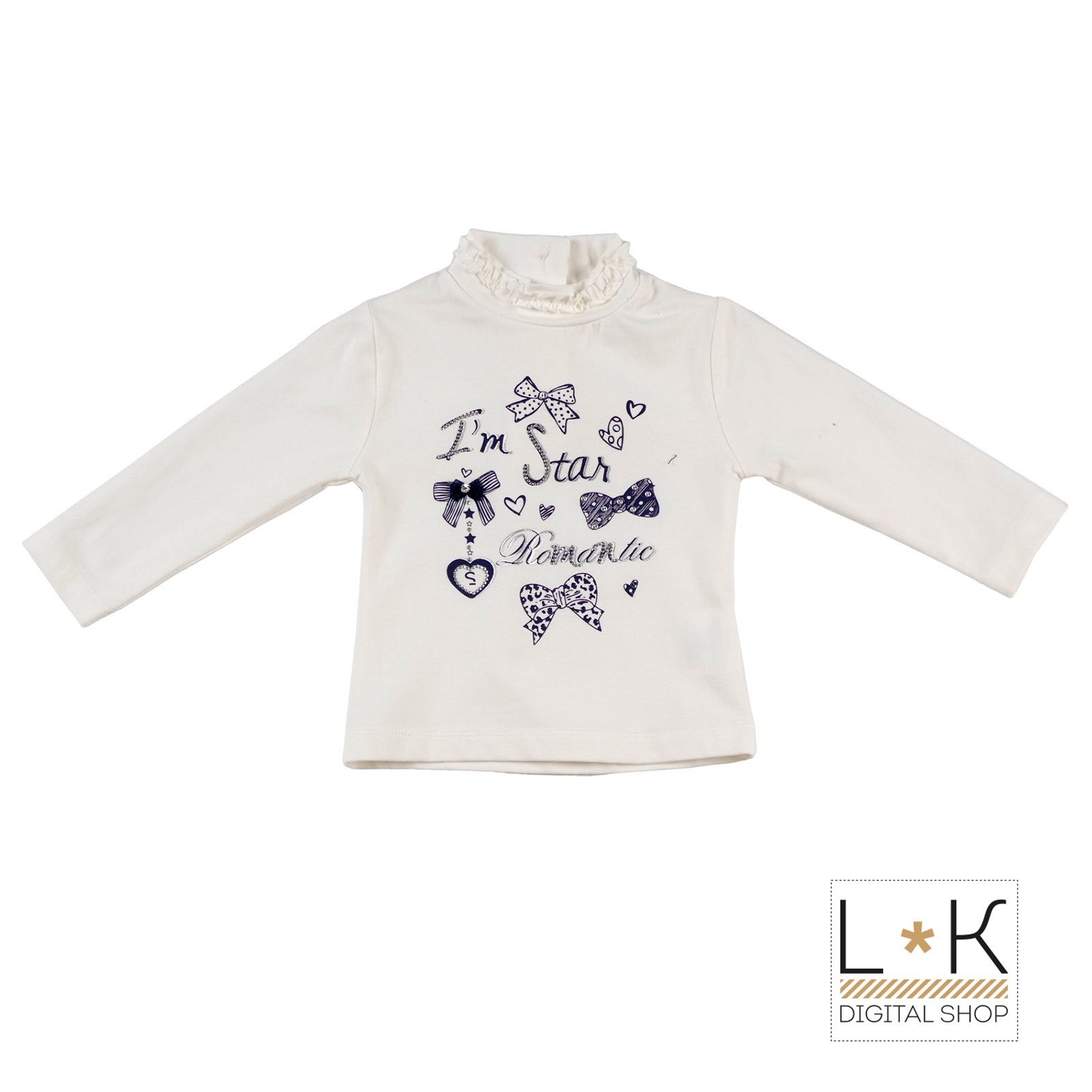 Maglia Collo Alto Bianco con Stampa Neonata Sarabanda F211 - SARABANDA - LuxuryKids