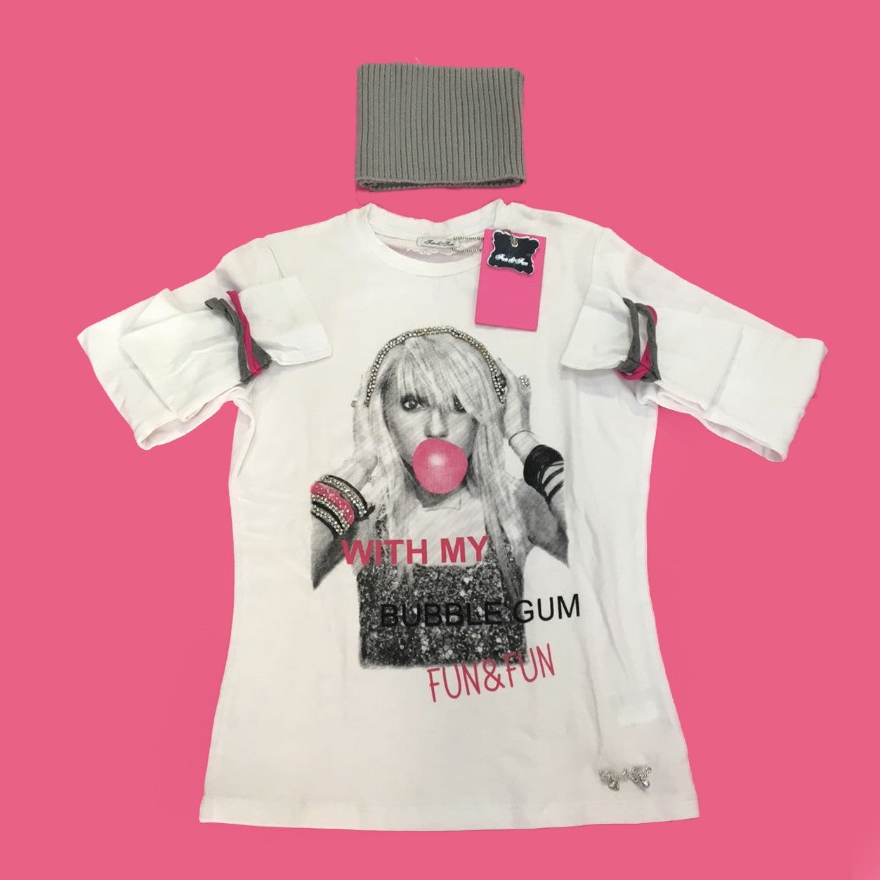 Maglia con Stampa Bianco Bambina Fun&Fun FUNJTS179 - FUN&FUN - LuxuryKids