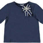 Maglia Girocollo 3-4 In Cotone blu Bambina Sarabanda W426 - SARABANDA - LuxuryKids