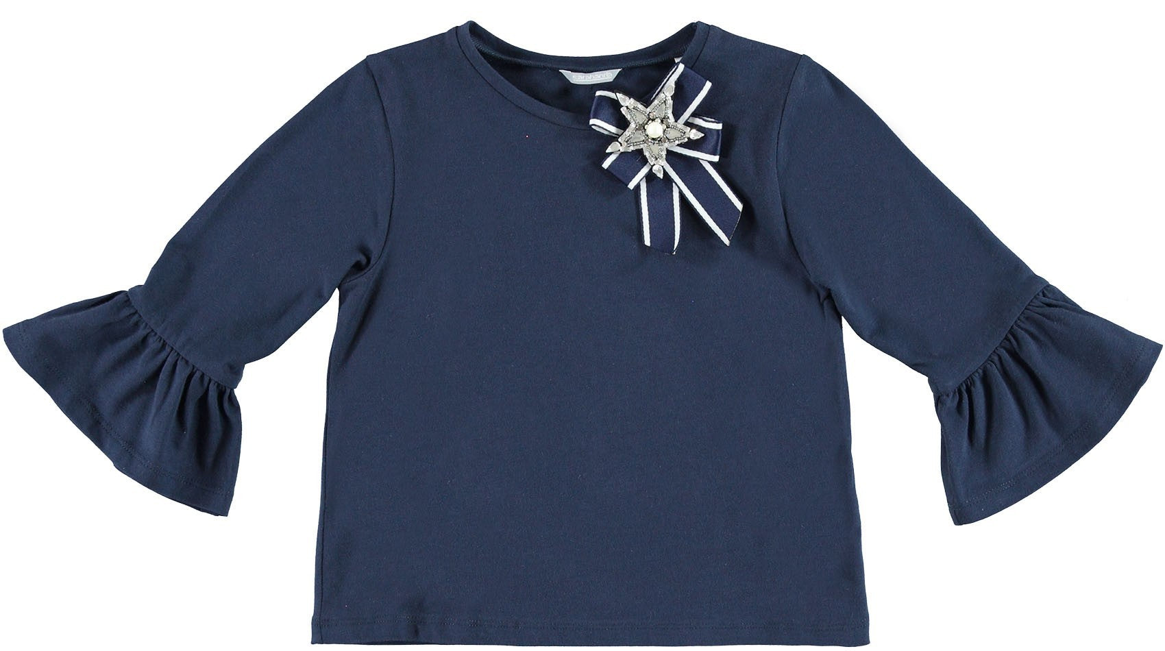 Maglia Girocollo 3-4 In Cotone blu Bambina Sarabanda W426 - SARABANDA - LuxuryKids