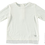 Maglia Girocollo Bianco con Pizzo Bambina Sarabanda U203 - SARABANDA - LuxuryKids
