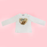 Maglia Girocollo Bianco in Caldo Cotone con Stampa e Ricamo Neonato Muffin&Co 6805 - MUFFIN&CO - LuxuryKids